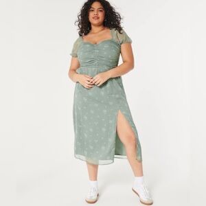 Hollister Dusty Green Floral Midi Dress